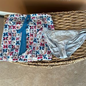 Marc by Marc Jacobs Strapless Blouson Two Piece Light Blue Floral Suit Medium